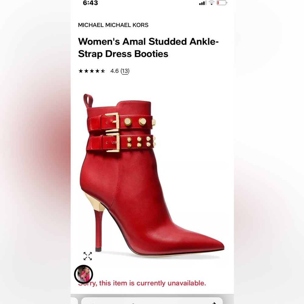 Michael Kors Amal Ankle Bootie Color Crimson